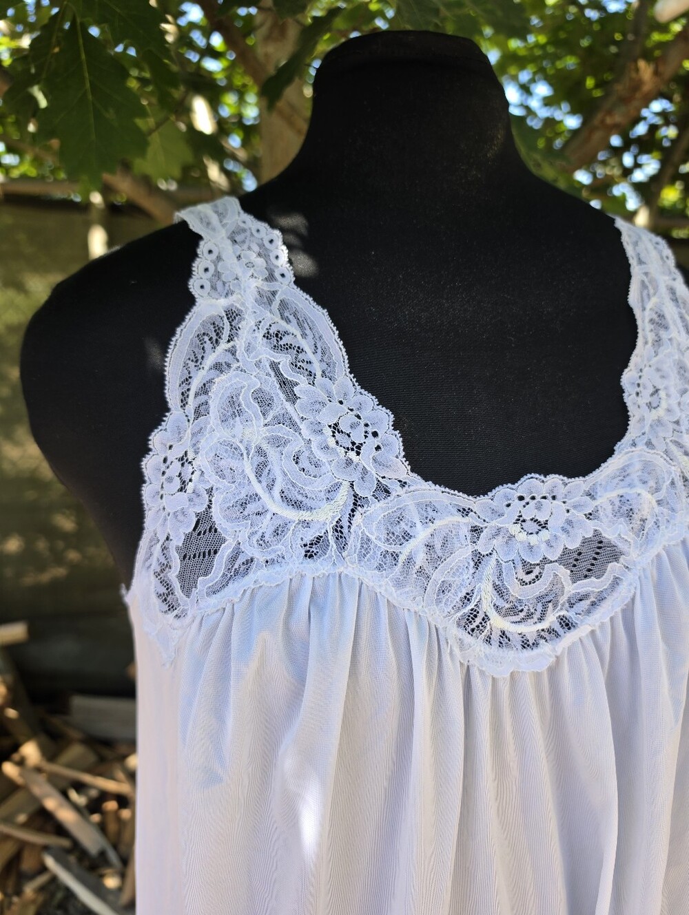 Vtg 60's White Lace Babydoll Flowy Slip Dress Coquette Ethereal Angelcore - Picture 5 of 8